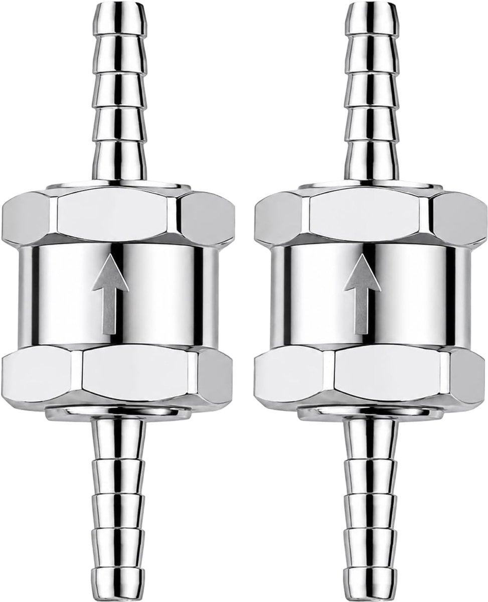 2 stuks terugslagventiel, 8 mm, aluminium, brandstof, terugslagklep voor auto, carburateur, benzine, diesel, plantaardige olie, water, voor brandstofsystemen, hydraulische pompen en universele