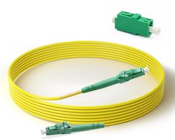 Glasvezel kabel LC/APC met glasvezel adapter LC/APC bus, glasvezel kabel LC/APC naar LC/APC Simplex singlemode 9/125µm LSZH (geel, 8 meter)