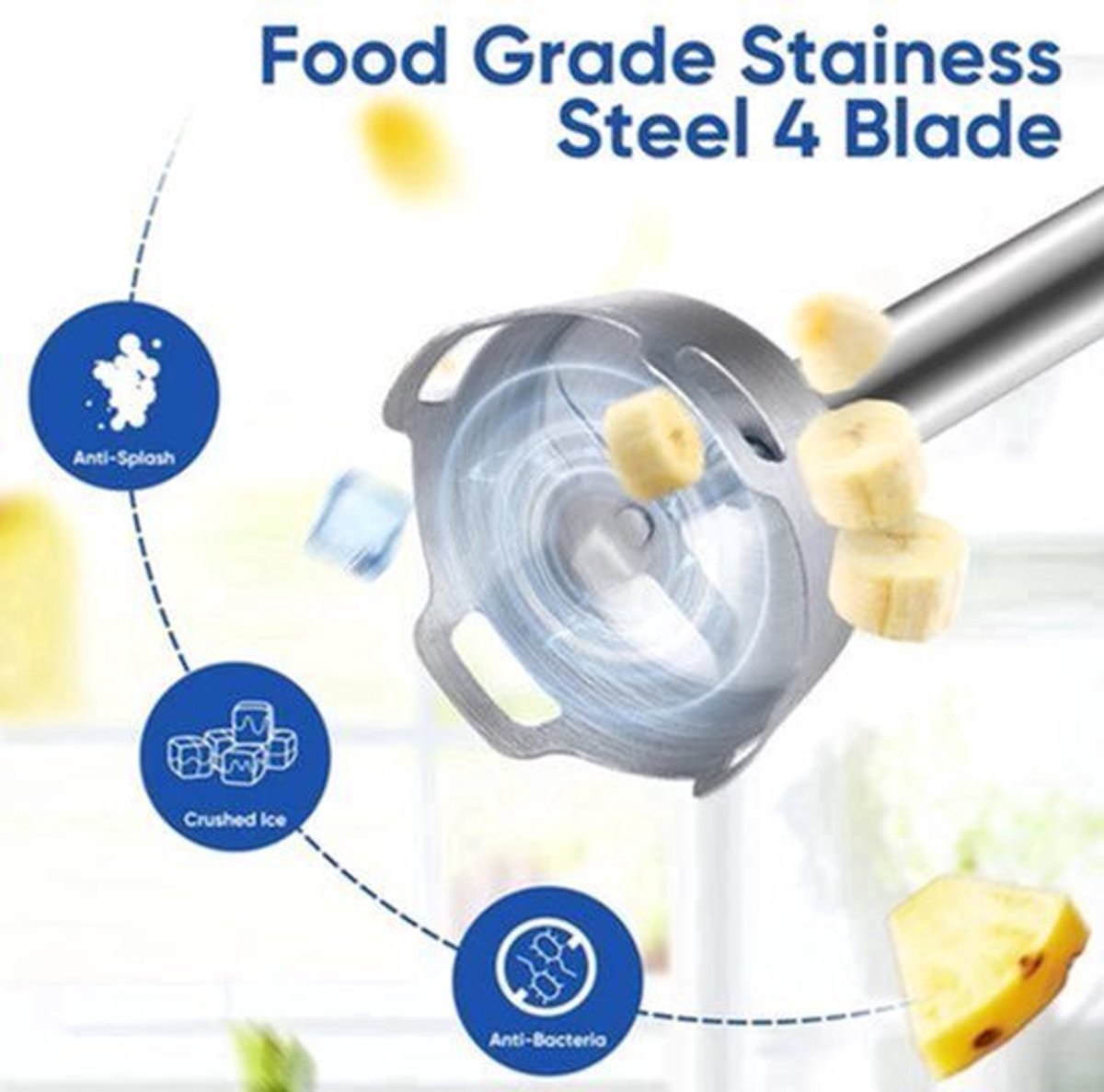 Staafmixer - 1500W - Handblender - Blender - 5-in-1 Functionaliteit - RVS Messen - Traploze Snelheid - Inclusief Hakmolen - RVS 4-blads Messen - Foodprocessor