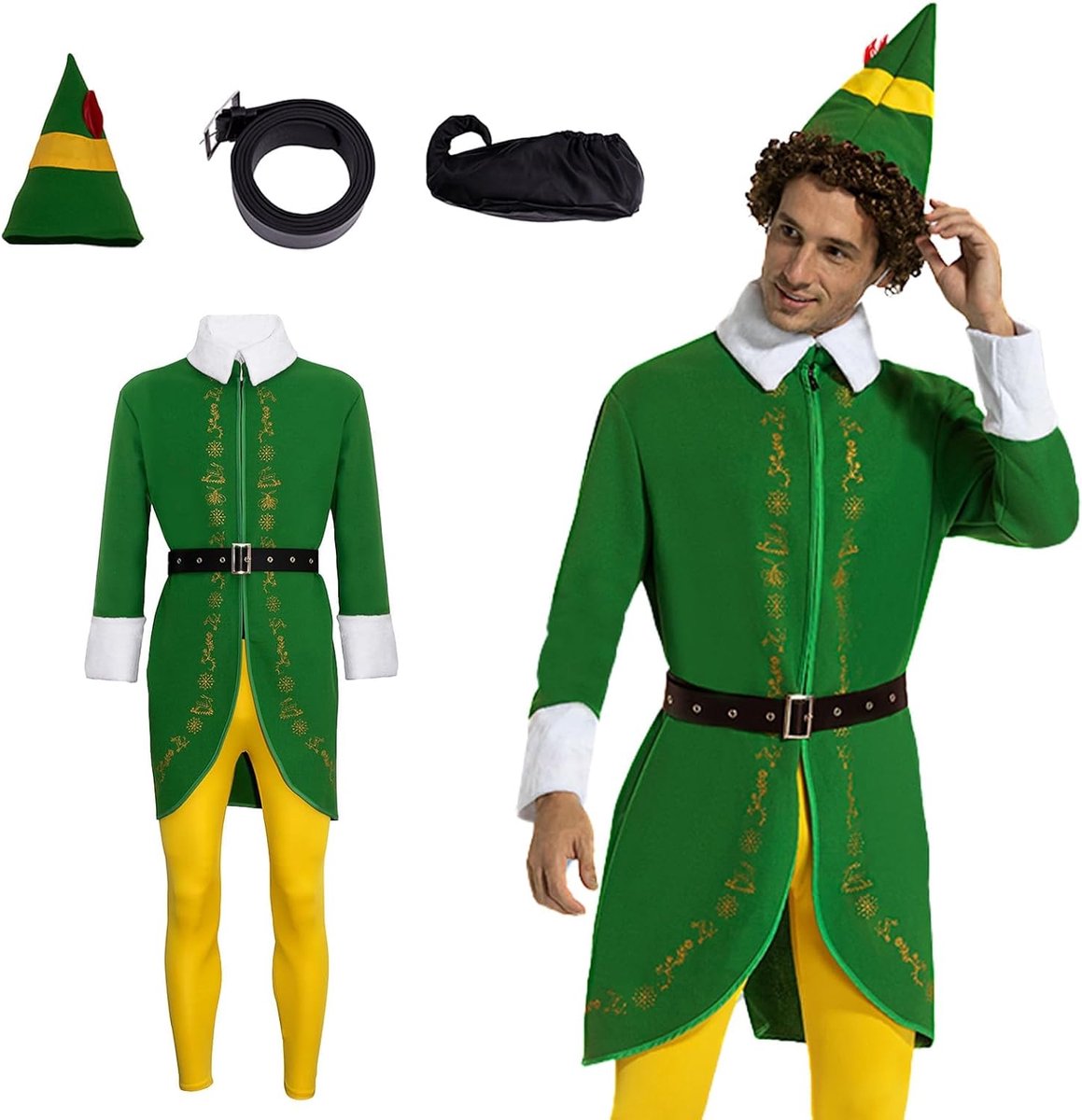 Elf Kostuum Mannen Halloween Kerst Cosplay Volledige Set Kostuums