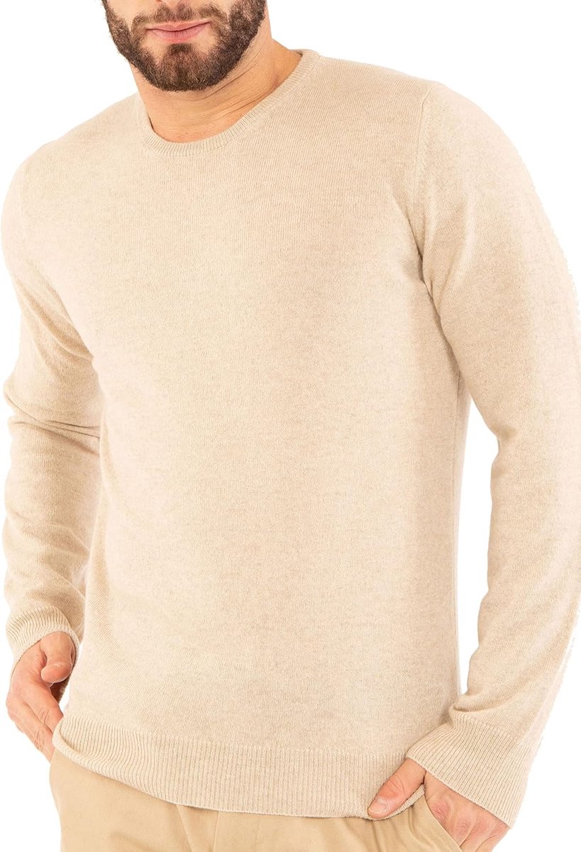 Cashmere - Shirt met ronde hals van puur kasjmier voor heren, zacht en zacht garen van 100% kasjmier, gemaakt in Italië