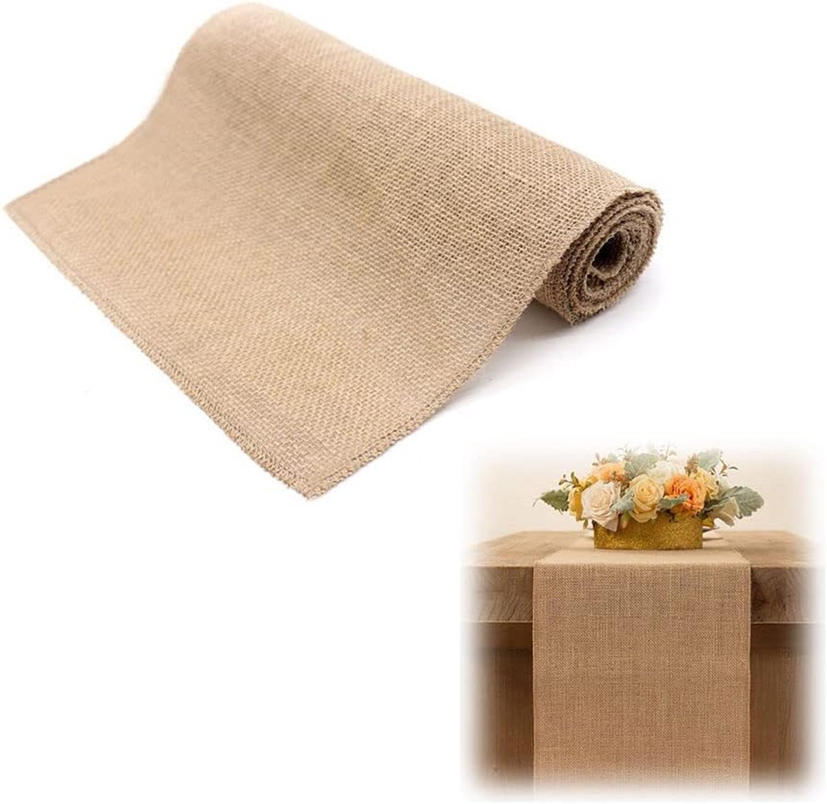 jute tafelloper, vintage tafelloper, kaki tafelloper voor Kerstmis, bruiloft, feest, decoratie, wooncultuur, 180 x 30 cm