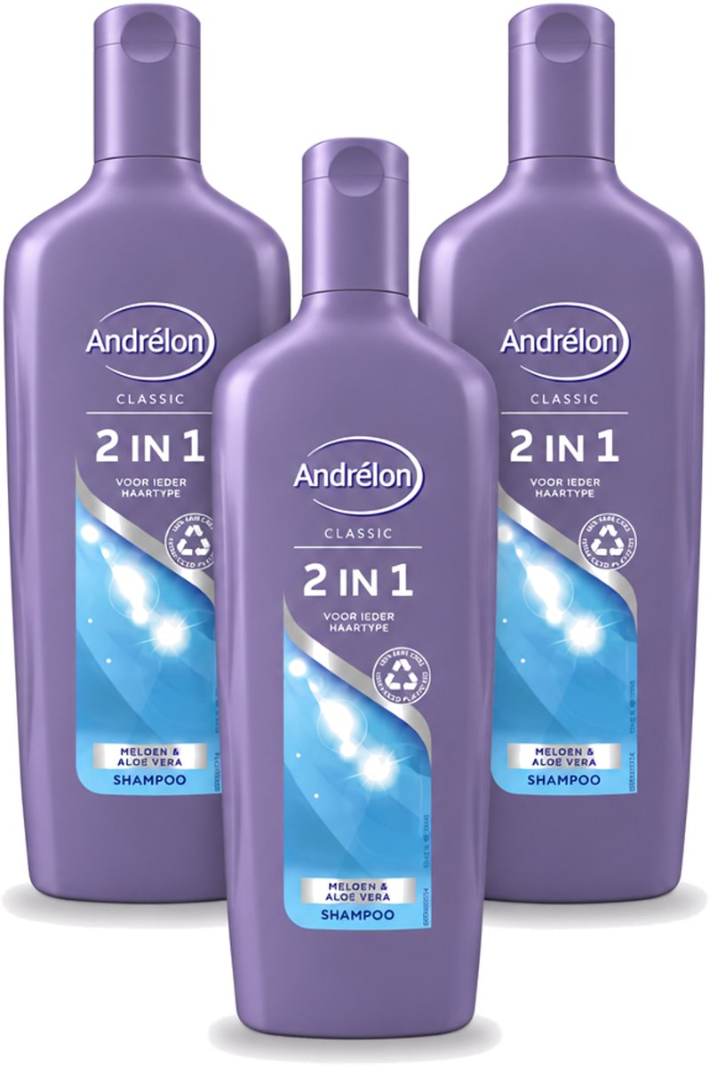 3 x Andrélon - 2-in-1 - Shampoo - Voor Snel & Effectief Wassen - 300 ml - Bulkverpakking - 3 stuks