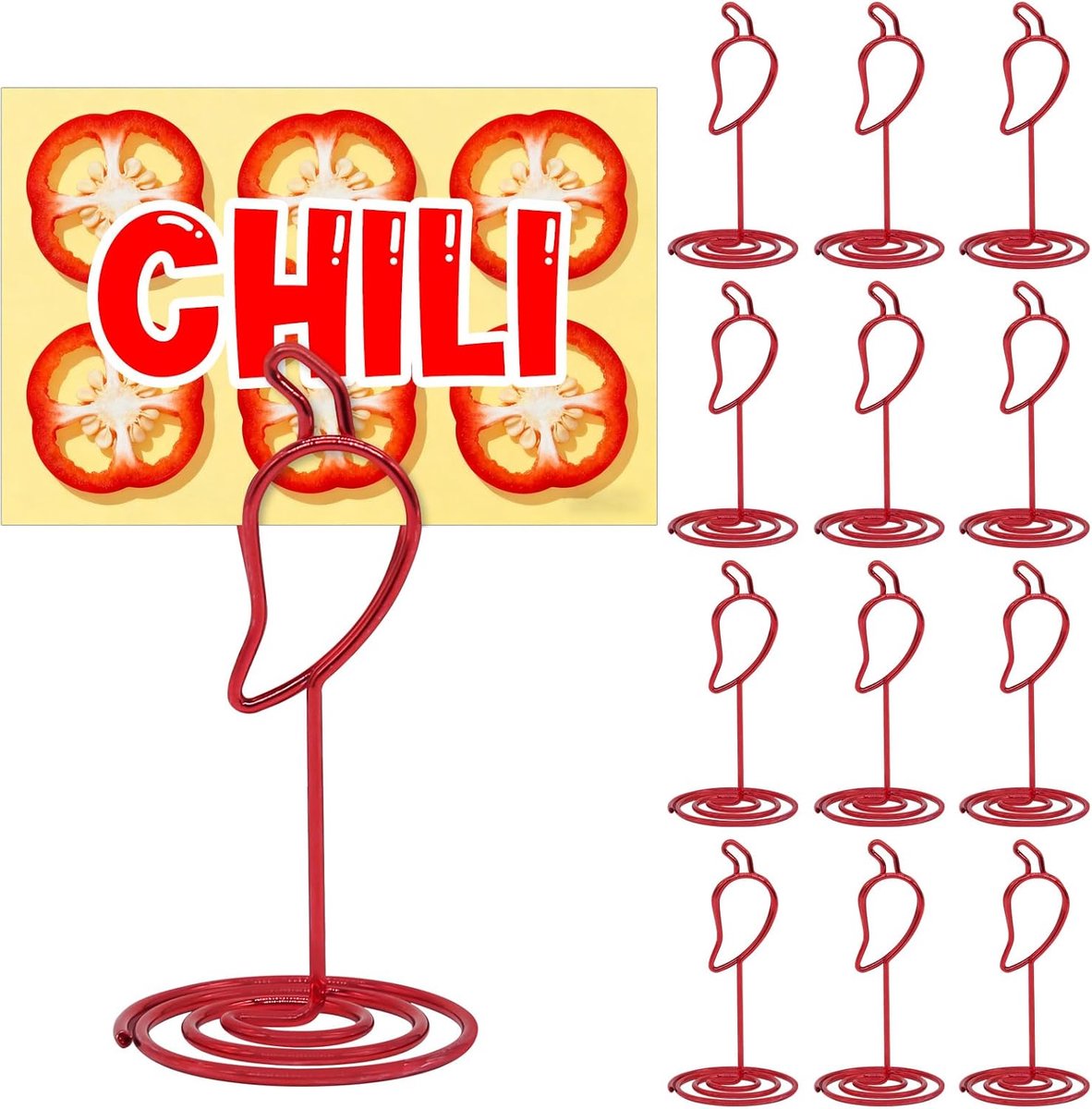 12 stuks rode chili kaarthouder, chili kookdecoratie benodigdheden naamkaarthouders decoratie benodigdheden voor tafels, tafelnummerclip voor feesten, wedstrijden en evenementen