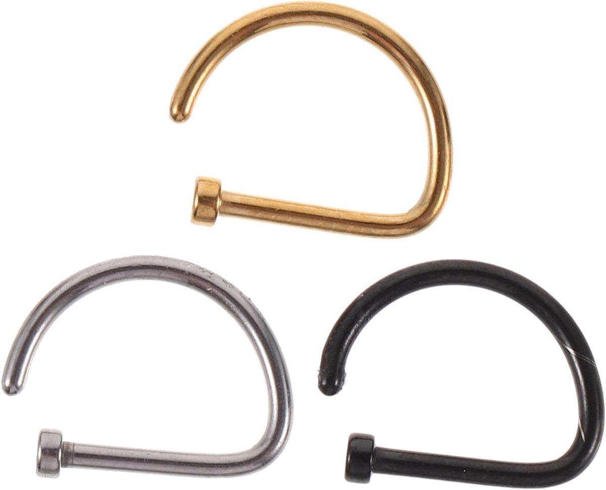 3 Stuks D Vormige Rvs Neusringen Open Type Hoops Piercing Sieraden Vrouwen Comfortabele Neusdecoratie Feestjes Dansoptredens