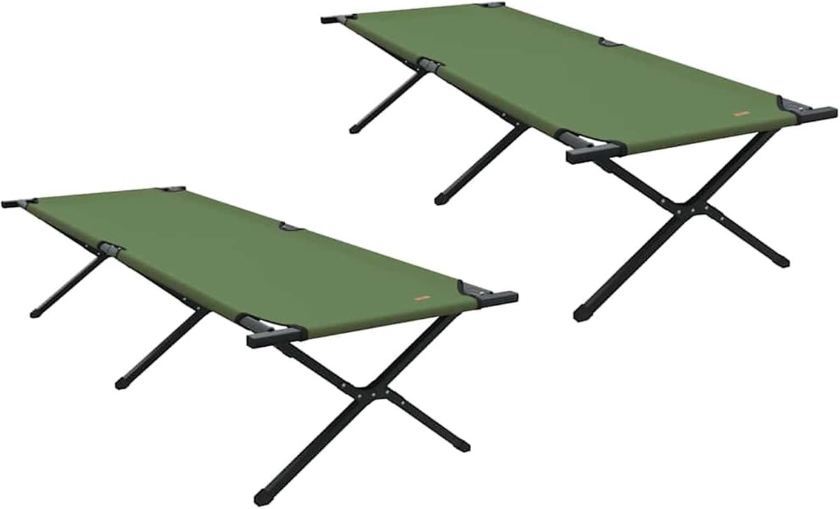Opklapbaar slaapbed voor camping, 2 stuks, groen, 210 x 80 x 46 cm, logeerbed, campingbed, draagtas voor kantoor, camper, overnachting, reizen, tuin 42003196