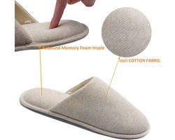 Ofoot Heren biologisch katoenen gezellige binnenslippers, traagschuim huis plat, wasbare instapschoenen voor thuis