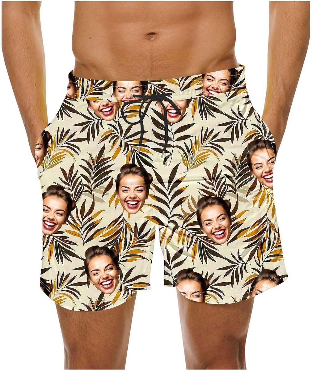 Generisch Badehose Personalisiert Herren - Badeshorts mit Gesicht Foto Bedrucken Lassen, Badehosen Lustig Männer Lustige Hawaii Swimming Shorts Lang Sommer Schwimmhose Schnelltrocknend