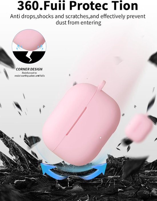 Hoes voor Huawei FreeBuds SE 4 ANC oordopjes, schokbestendig, waterdicht, zacht en slank, siliconen afdekking met sleutelkoord, sleutelhanger en reinigingsset, roze — afbeelding 2