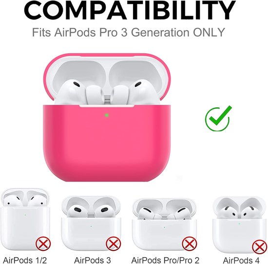 Hoes voor Airpods Pro 3, dun beschermend Silicone Case voor Air Pods Pro 3 2025 (USB-C) Skin Front LED zichtbaar siliconen hoesje, Watermelon Red — afbeelding 2