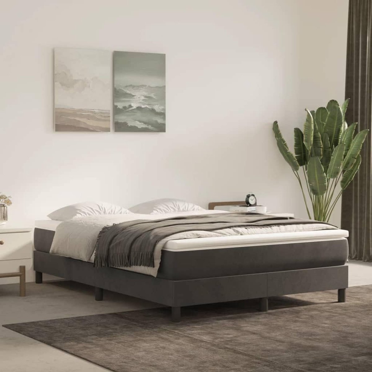 Boxspring Bedframe Stevige Poten 140x200 Donkergrijs
