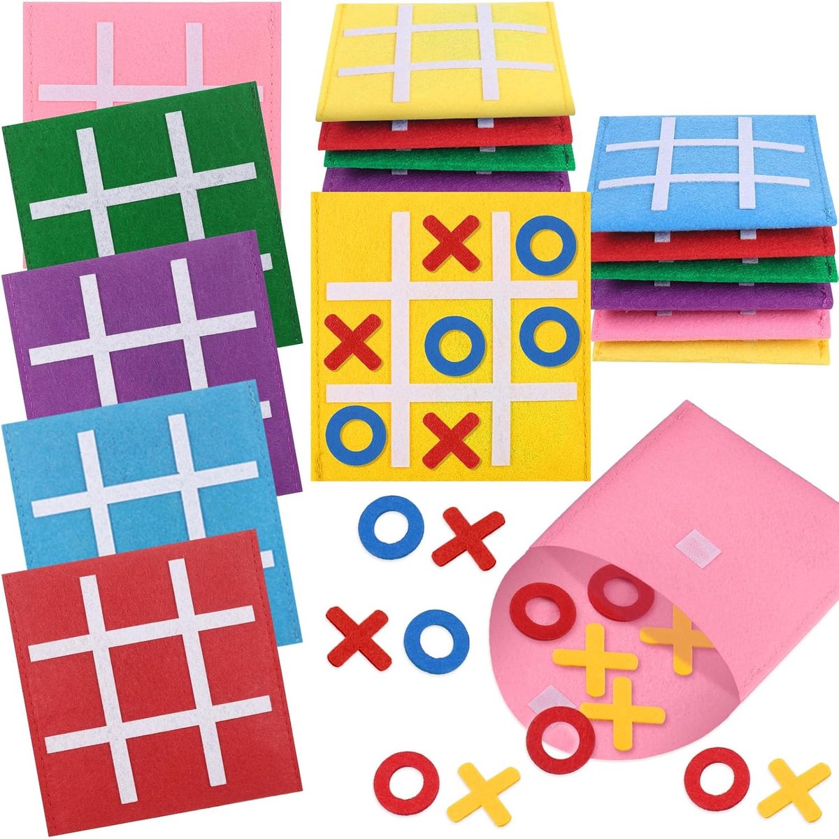 12st Vilt Tic Tac Toe Game, Interessant Noughts and Crosses Game, Party Bag Fillers voor Kinderen, Twee soorten gameplay Tic Tac Toe Strategisch Bordspel voor Kinderen, Feestpakketten voor Kid
