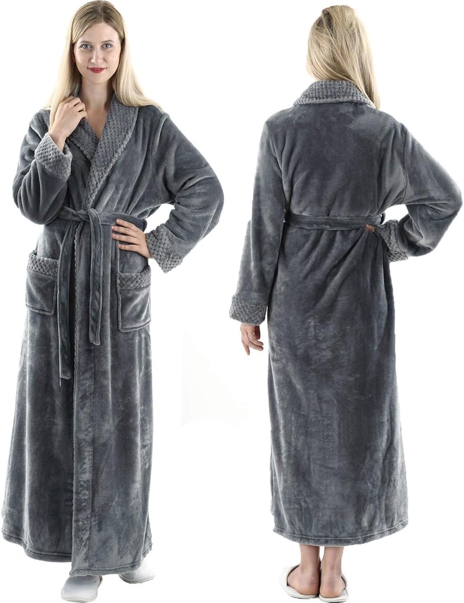 Badjas Vrouwen Volledige Lengte Badjas Plus Size Fleece Winter Warm Badjas