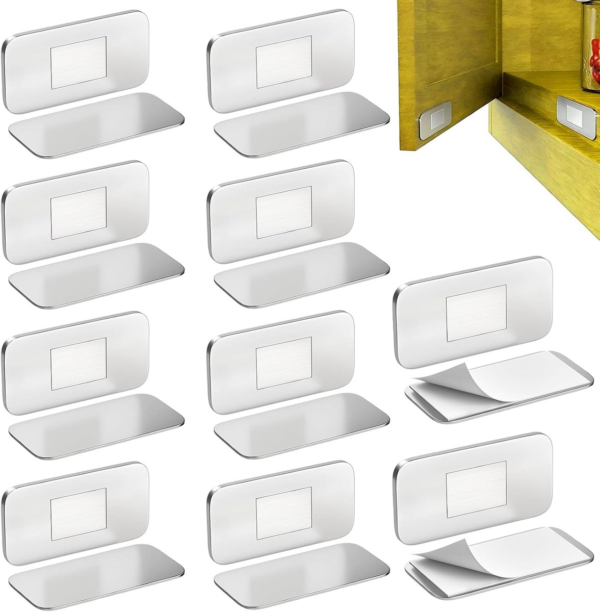 Sluitingen voor kast, deurmagneet, kastmagneten met kleefbevestiging, montage zonder boren, magnetische deursluitingen voor keukenkasten, kledingkasten en laden, eenvoudig