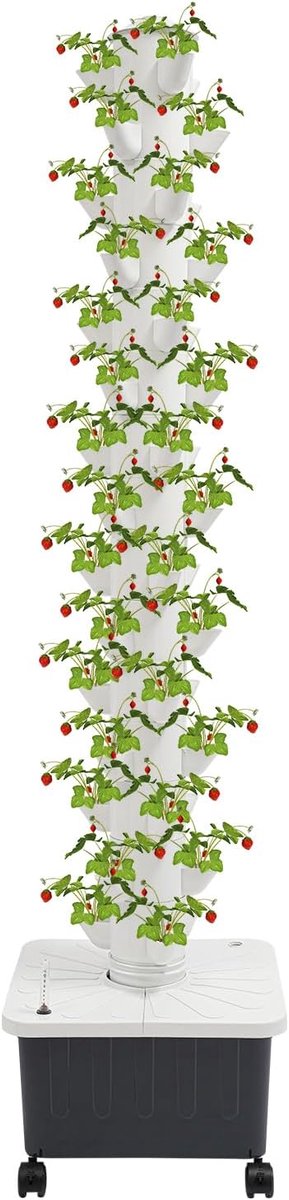 Kweekset, 45 plantenplaatsen, hydrocultuurtoren, hydrocultuur-kweeksysteem, Aeroponic-kweekset met waterpomp en waterreservoir van 30 liter voor kruiden, groenten en fruit