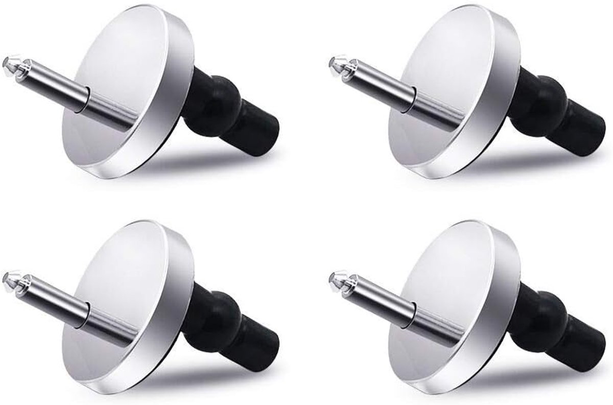 Mount 4-stuks Wc-bril bevestigingsset, Staal, Rubber, Roestvrij Staal, Kunststof, Zwart, Gepolijst, Oppervlaktemontage, 50 mm, 14-16 mm Gat, Universieel Inzetbaar
