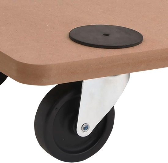 Set van 6 rolplanken, 57,5 x 29 cm, houtmateriaal, meubelroller, transportwagen, belastbaar tot 250 kg, met anti-slip pads voor verhuizing en werkplaats — afbeelding 5