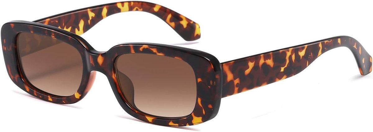 K1200 Rechthoekige zonnebril voor dames, heren, trendy, retro, modieuze bril uit de jaren 90, vintage, UV 400-bescherming, vierkant glazen