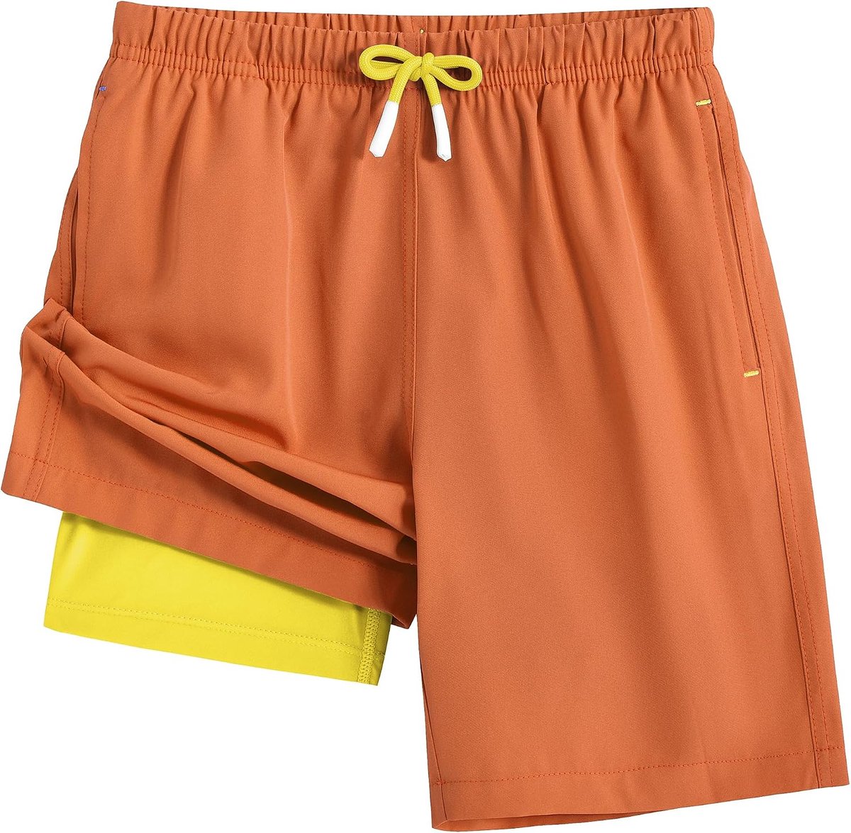 Boardshorts voor jongens, met compressievoering, sneldrogend, ademend, zwembroek voor kinderen, elastische taille, shorts met zakken, 4-16 jaar