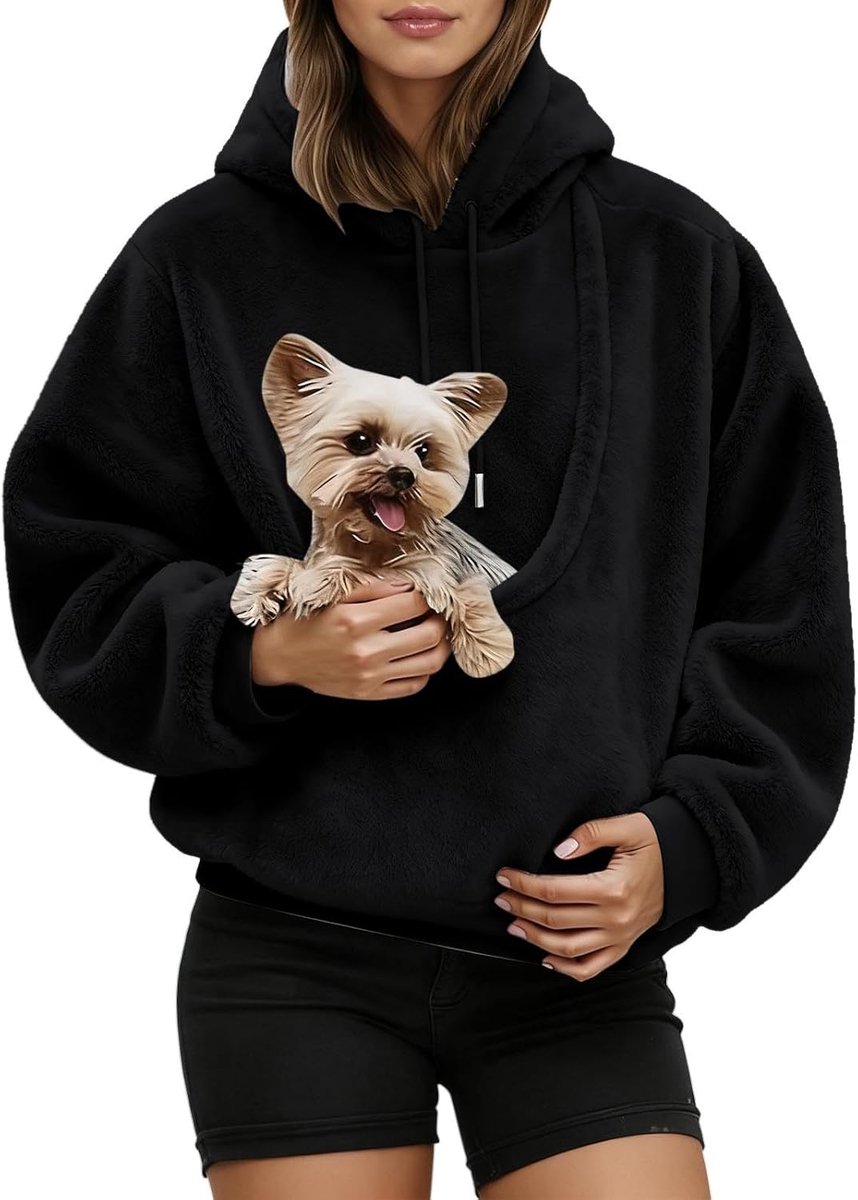 Damestrui met capuchon, oversized, katoen, gevoerd, fleece, grote maat, fleece, mode, vrije tijd, A117