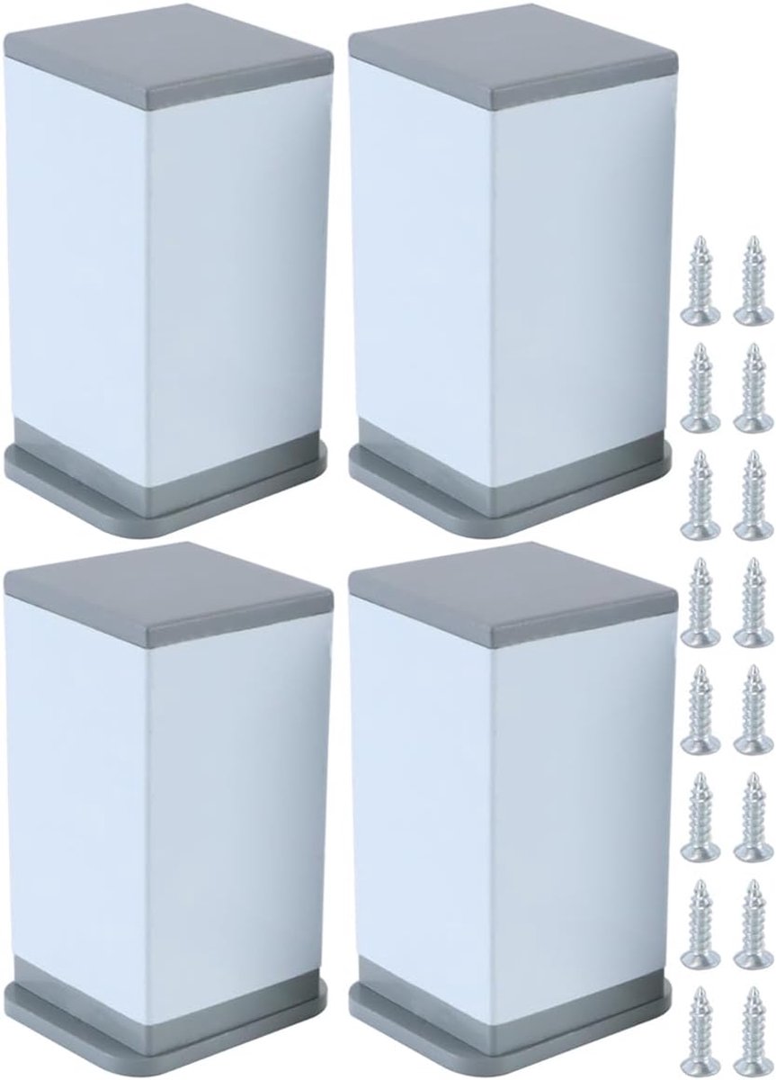 Poten, kastpoten, kastpoten, meubelpoten, tafelvoet van aluminiumlegering, wit (8 cm)