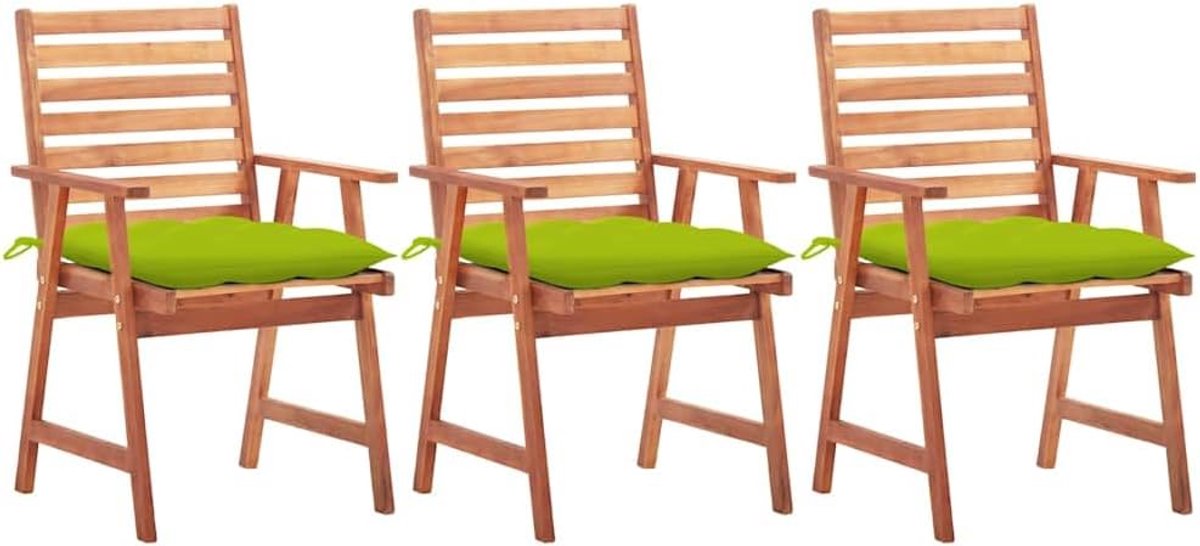 Set van 3 tuinstoelen, massief acaciahout, inklapbaar, groen