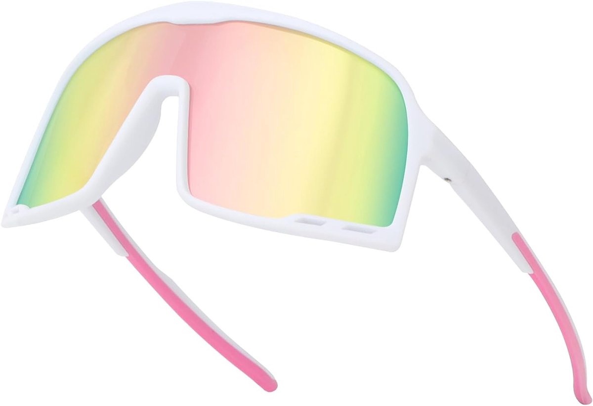 Fietsbril voor dames en heren, sportbril, gepolariseerde UV400-bescherming, loopbril, volledig frame, zonnebril, snelle bril met ventilatieopeningen