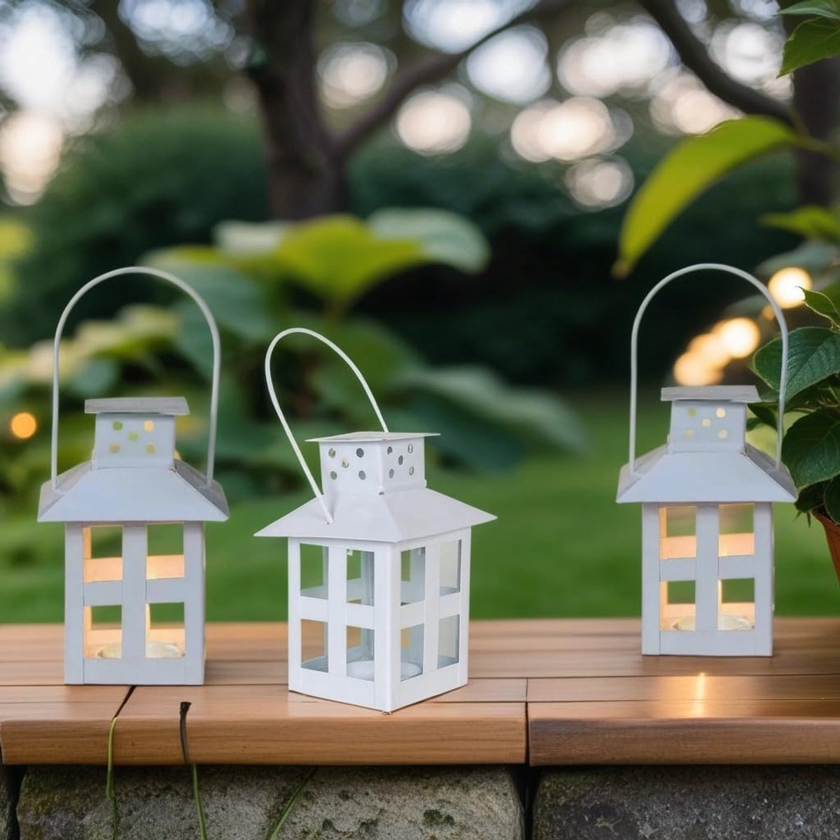 Set van 2 mini-lantaarns in Scandinavisch design, Skagen, wit