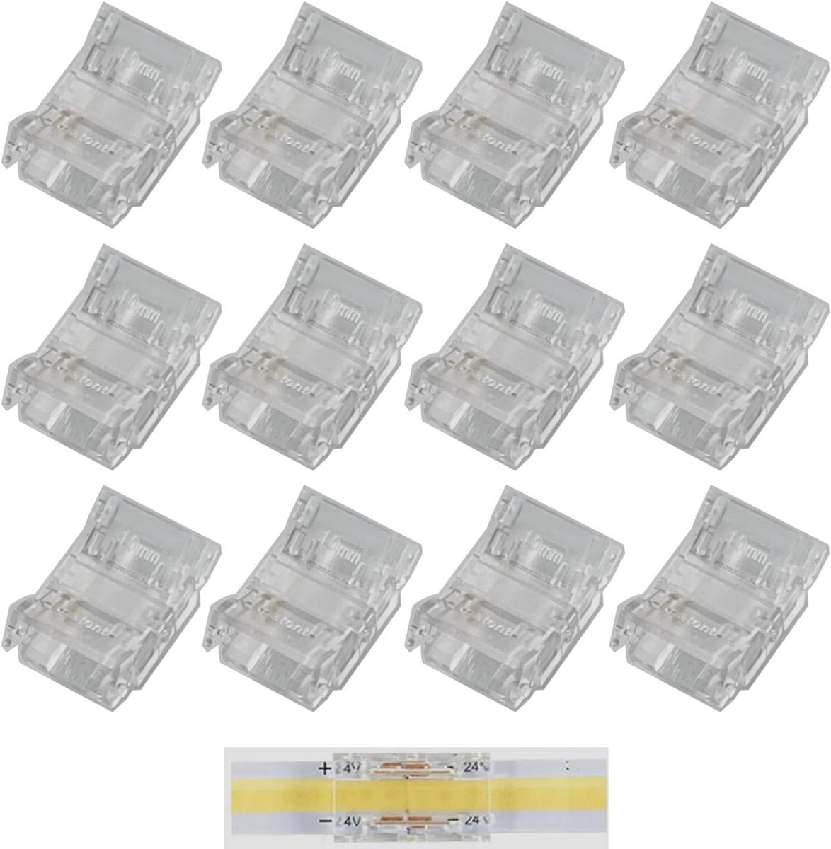 LED Strip Connector 3 Polig 10 mm - Naadloos - Snelle Verbinding - Voor COB LED Strips
