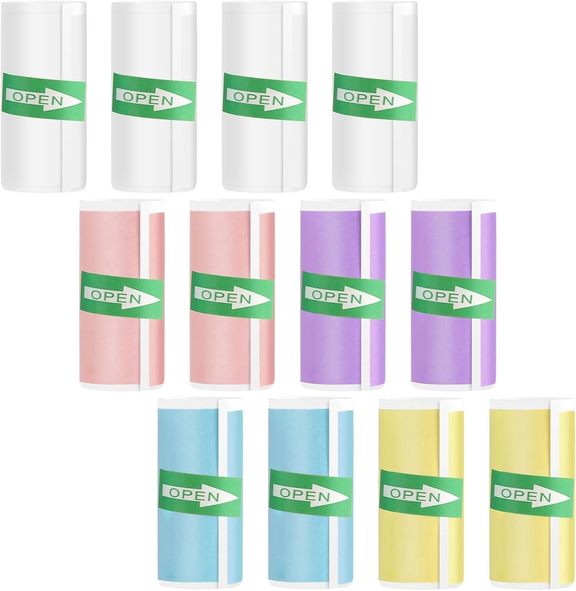 12 Rollen Thermisch Papier Zelfklevend Mini Printer Stickers 57 x 25 mm voor Foto's, Kinderen en Instant Camera's, Geschikt voor Mobiele Foto Printers