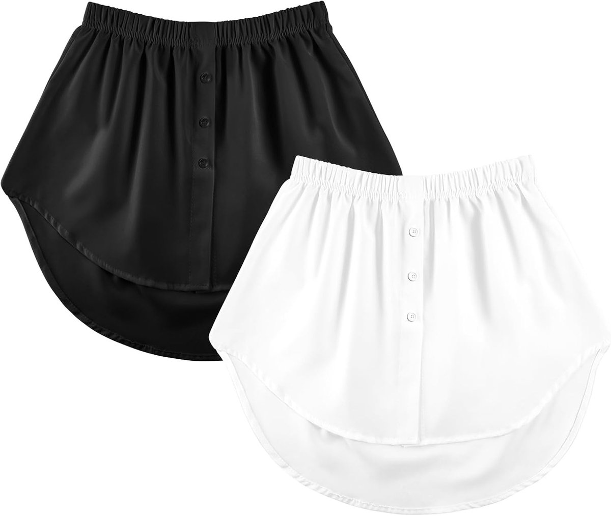 overhemdrok voor dames, 2 stuks, onderhemdverlengingen, onderhemd, elastische tailleband, verstelbaar, met lagen om in lagen te dragen