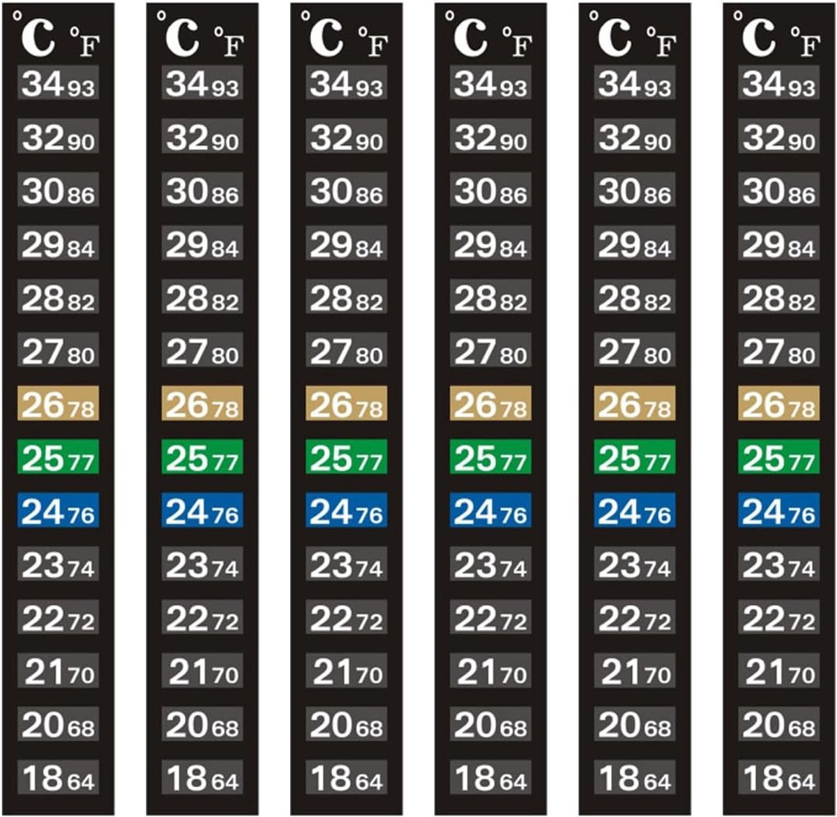 6 Lcd Temperatuur Stickers, 18-34°C Display, Aquarium Koelkast Thermometer, Digitale Aquarium Accessoires.