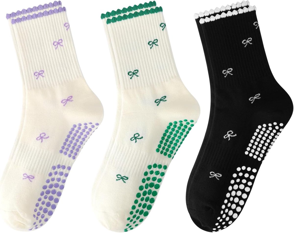 Sokken voor dames, mooie antislip sokken met hartpatroon, ideaal voor fitness, balletstang, dansen