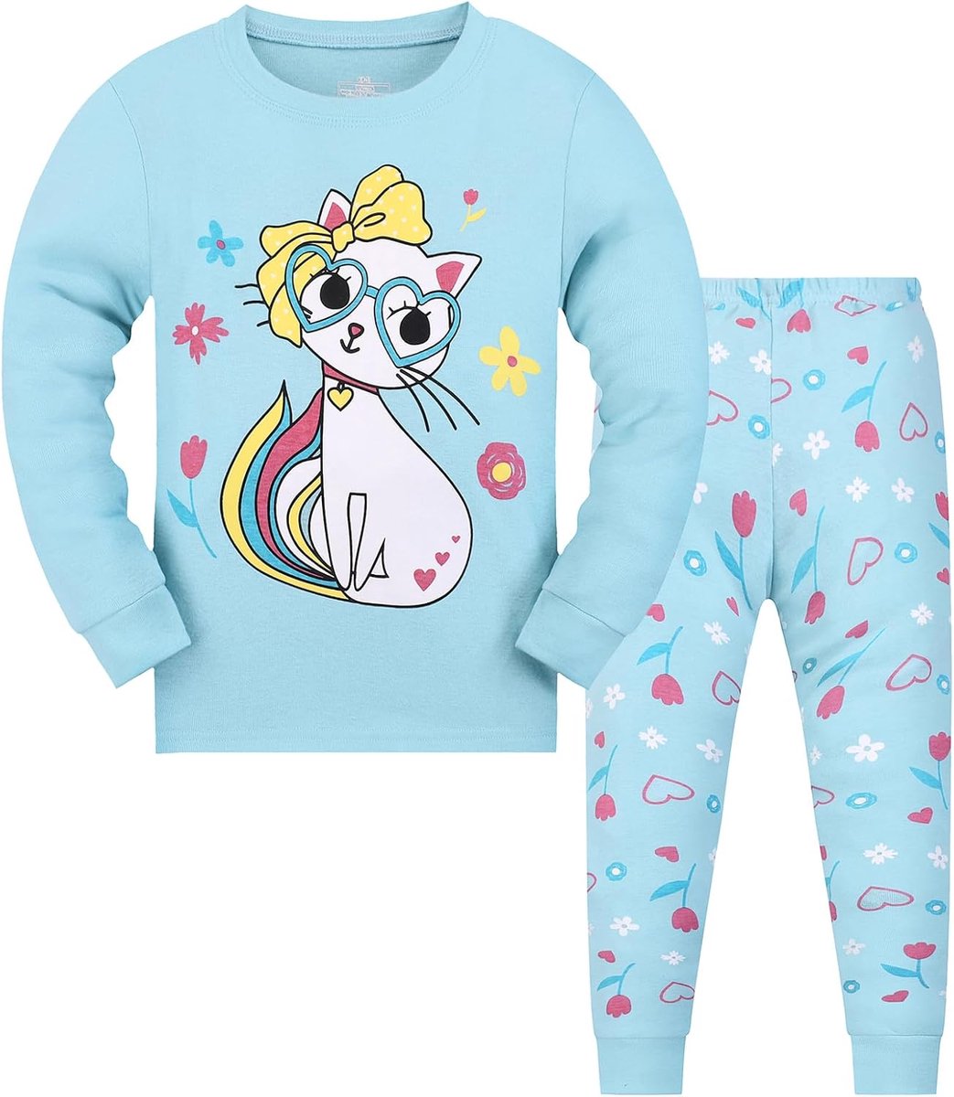 Pyjama Meisjes Eenhoorn Kinderpyjama Katoen Lange Mouw Pyjama Set 3-13 Jaar