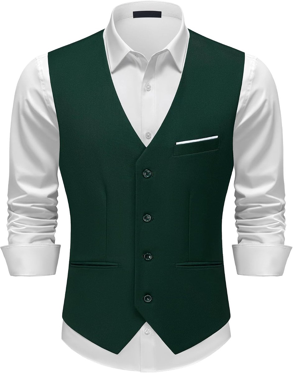 Elegant, slim fit, verstelbaar, zakelijk, bruiloft, feest, vest met 4 knopen en echte zakken