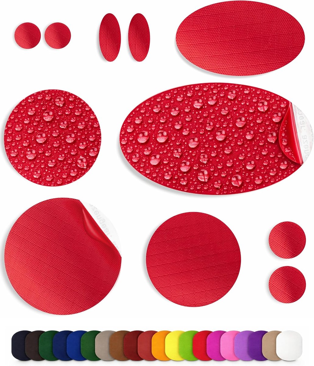 Reparatiepatches | Pre-cut, zelfklevend, zacht, waterdicht, scheurvast nylon stof om gaten in kleding, slaapzakken, skibroek (11 stuks) te bevestigen