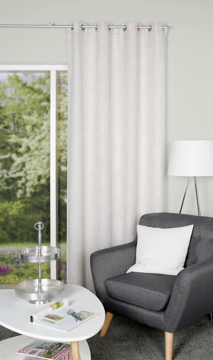 Sjaal Linora met oogjes in linnenstructuur, ondoorzichtig, kleur: naturel, afmetingen: 225 x 140 cm, aantal: 1 x