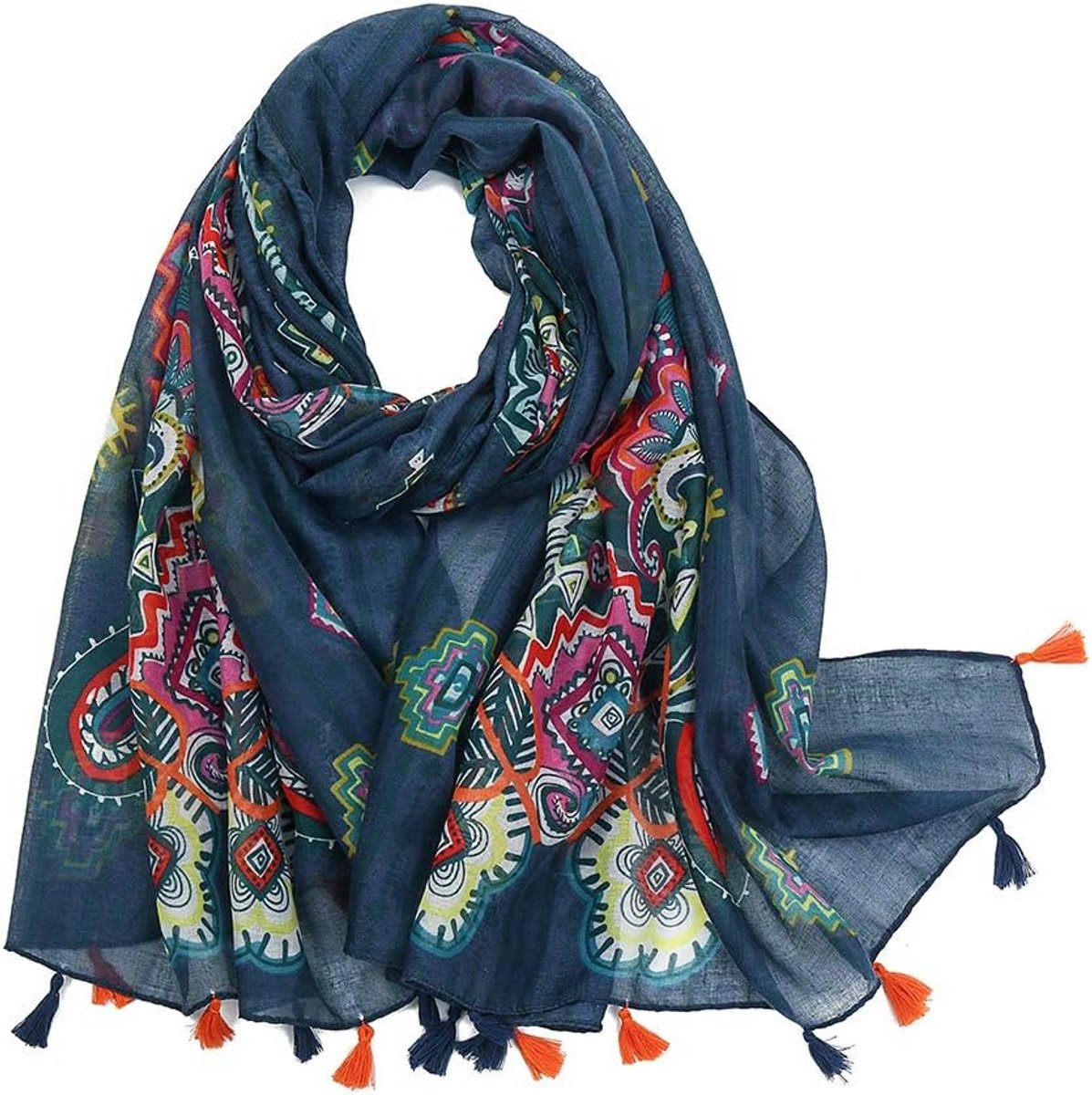 Women's Boho Bohemian Lightweight Floral Flower Scarf Fall Warm Scarves Wrap Shawls (Floral 3)
