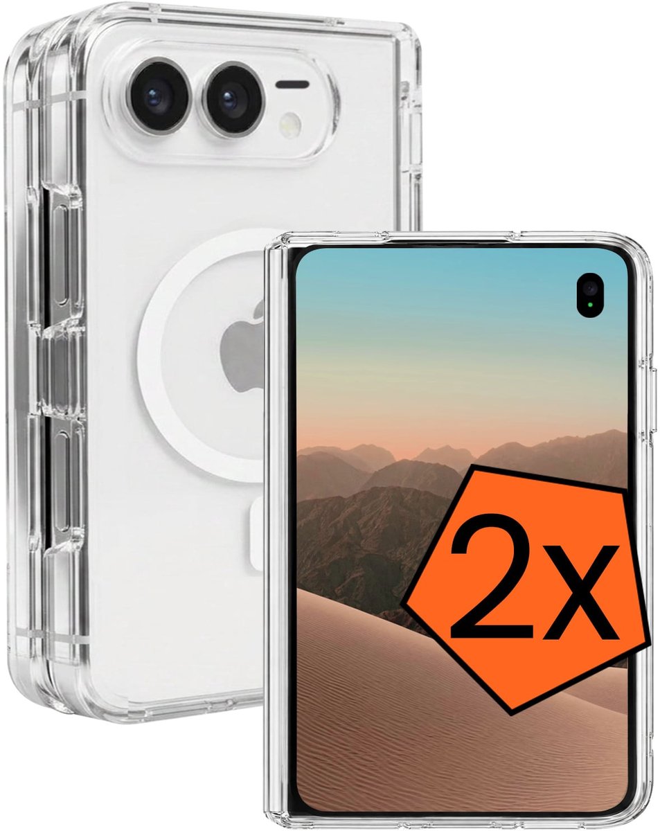 Hoes - 2 Stuks - Geschikt voor Apple iPhone Duo - Magsafe Compatible - Sterk & Shockproof - Back Cover - Shock Proof Case - Telefoon Hoes - Transparant