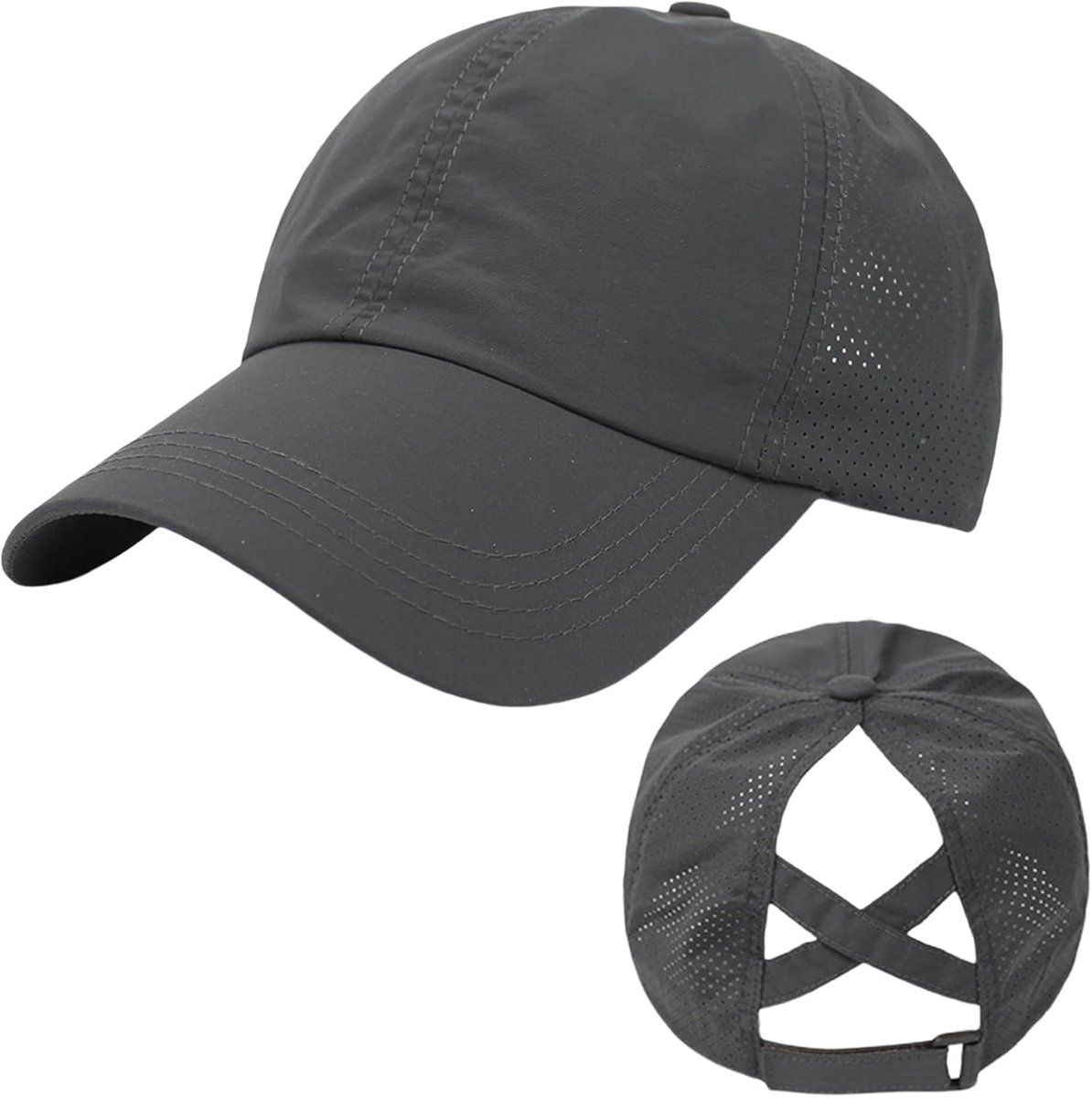 Criss Cross Paardenstaart Baseball Cap, Hoge Messy Bun Ponycap Sneldrogende Mesh Outdoor Sport Hoed met Paardenstaart Gat Verstelbare Reizen Zomer Hoed Zwart, Roze, Grijs