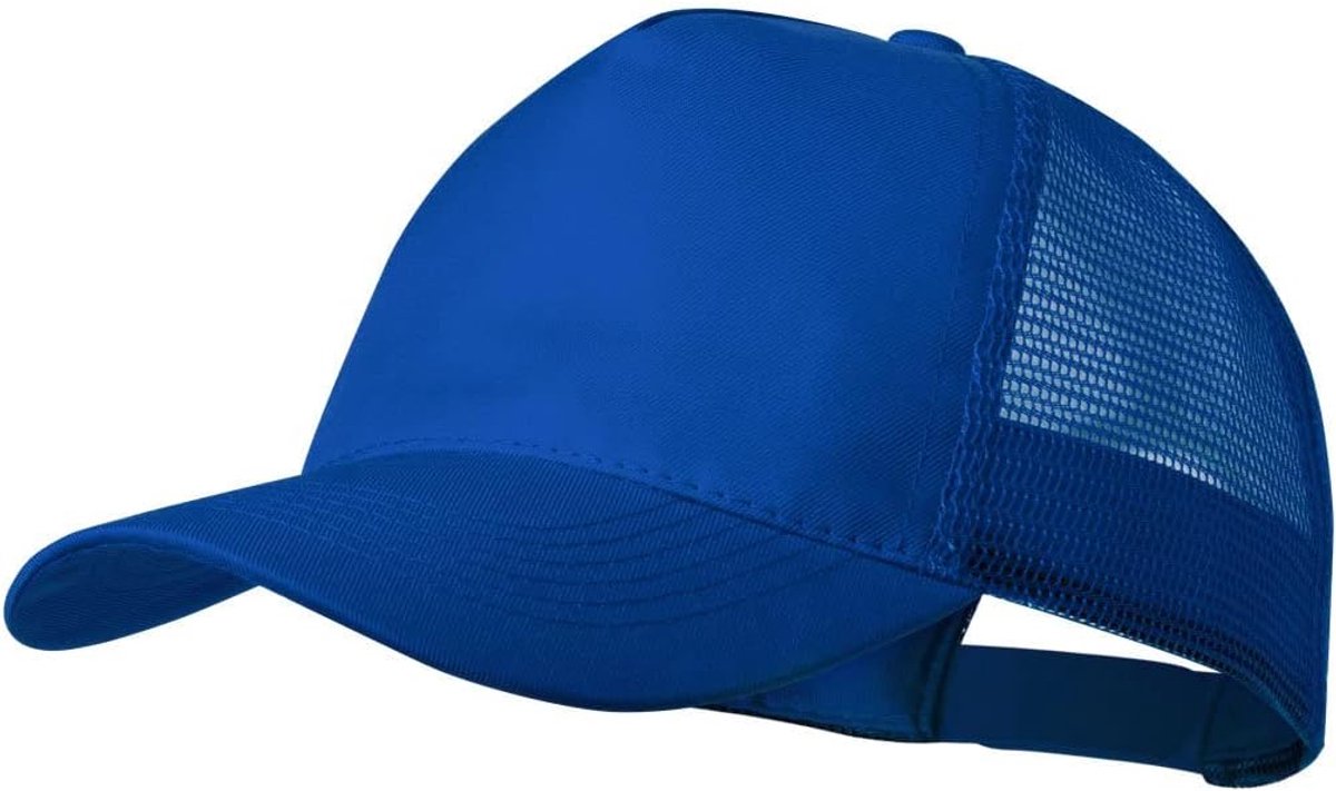 Casual baseballpet, 5 panelen, met mesh aan de achterkant, verstelbaar met kunststof sluiting, voor heren, dames, zomer.