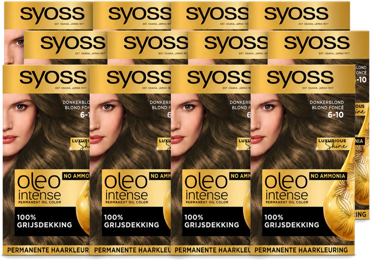 12 x SYOSS - Oleo Intense 6-10 - Haarverf - Permanente Haarkleuring - Donkerblond - Langdurige Kleur - Voordeelverpakking - 12 stuks