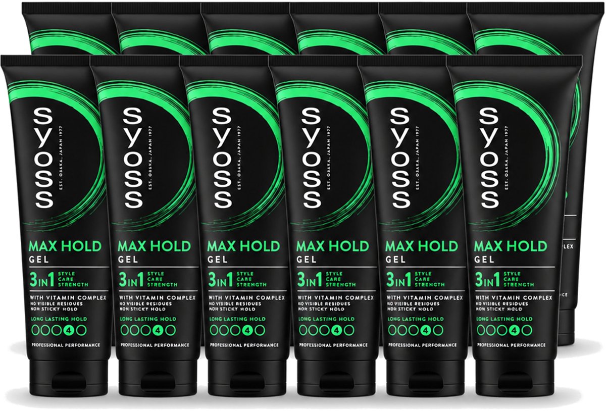 12 x Syoss - Max Hold - Haargel - Maximale Hold - 250 ml - Voordeelverpakking - 12 stuks