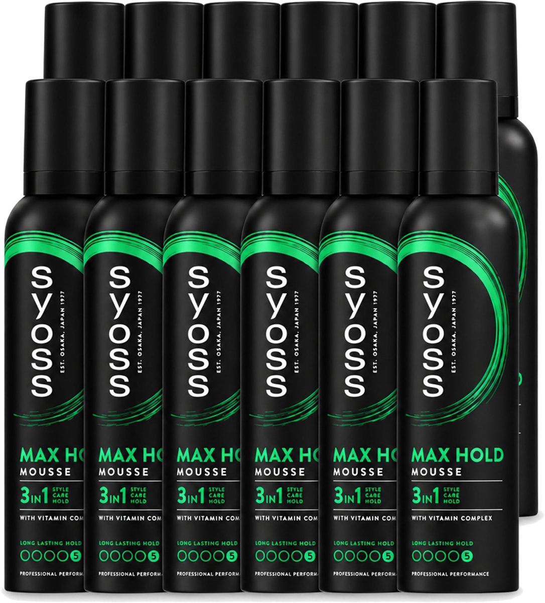 12 x Syoss - Max Hold - Haarmousse - Ultra Sterke Hold - 250 ml - Voordeelverpakking - 12 stuks