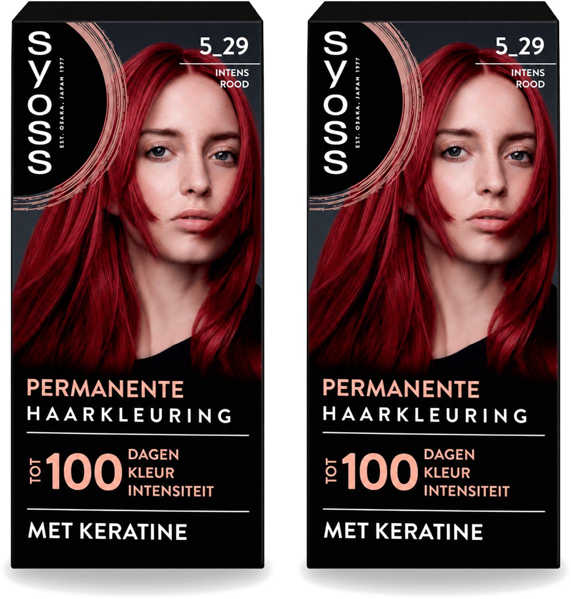 2 x SYOSS - Coloration 5-29 Intens Rood - Haarverf - Grijsdekking - Vermindert Haarbreuk - Voordeelverpakking - 2 stuks