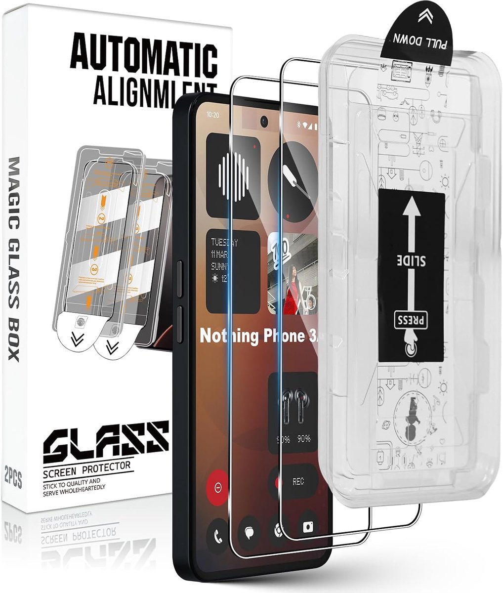 Holilo voor Nothing Phone 3A/3A Pro voor pantserglas beschermfolie [auto-installatie], [2 stuks] anti-kras 9H hardheid HD folie anti-luchtbellen pantserfolie beschermfolie displaybeschermfolie