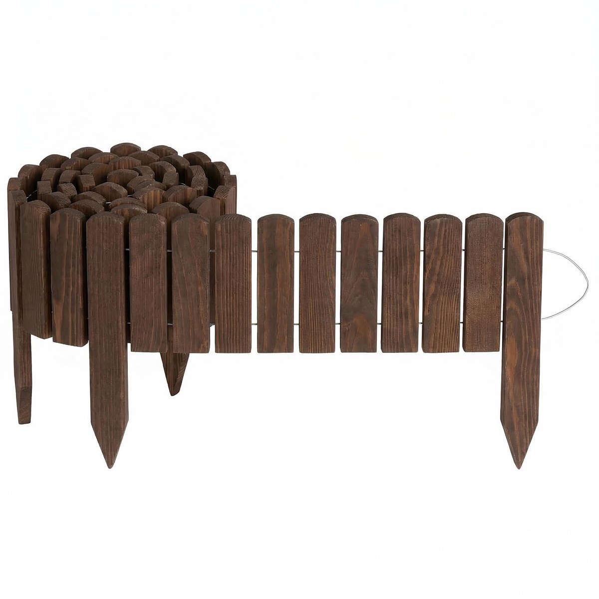 Creative Home Gazonrand Houten borderrand 200 x 20 cm (LxH) bruin, Flexibele borderomranding 20 cm Hoge tuinafscheiding om in de grond te steken, Ideaal als borderomranding