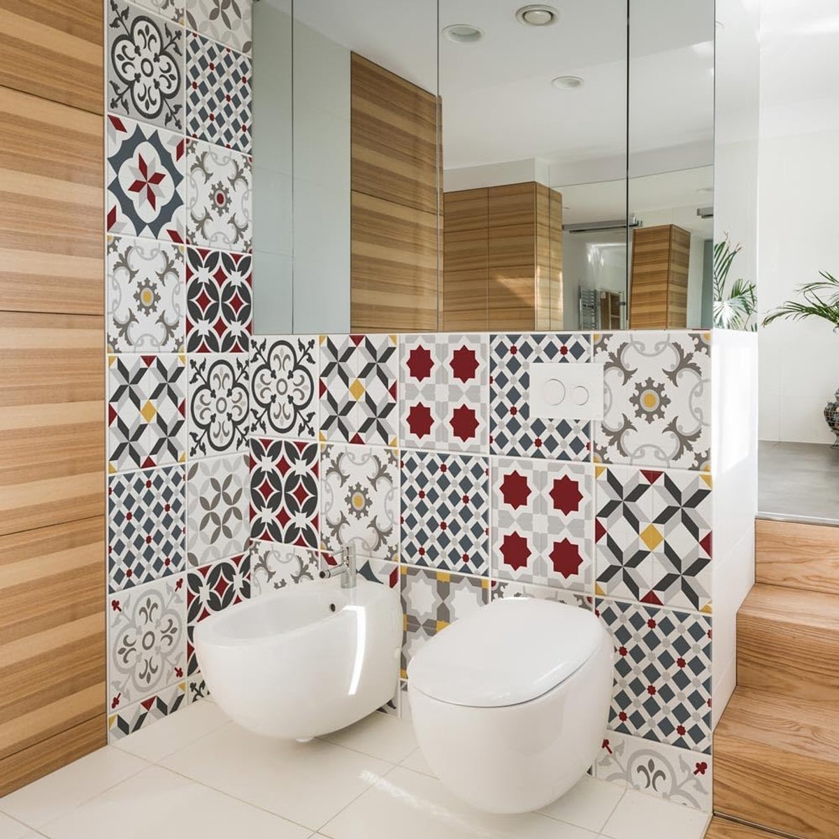 Tegelstickers Badkamer en Keuken 12 Pcs 15x15 cm - PS00166 Wanddecoratie van PVC Waterbestendig Tegels Mozaïek Cementtegels in Azulejos-stijl