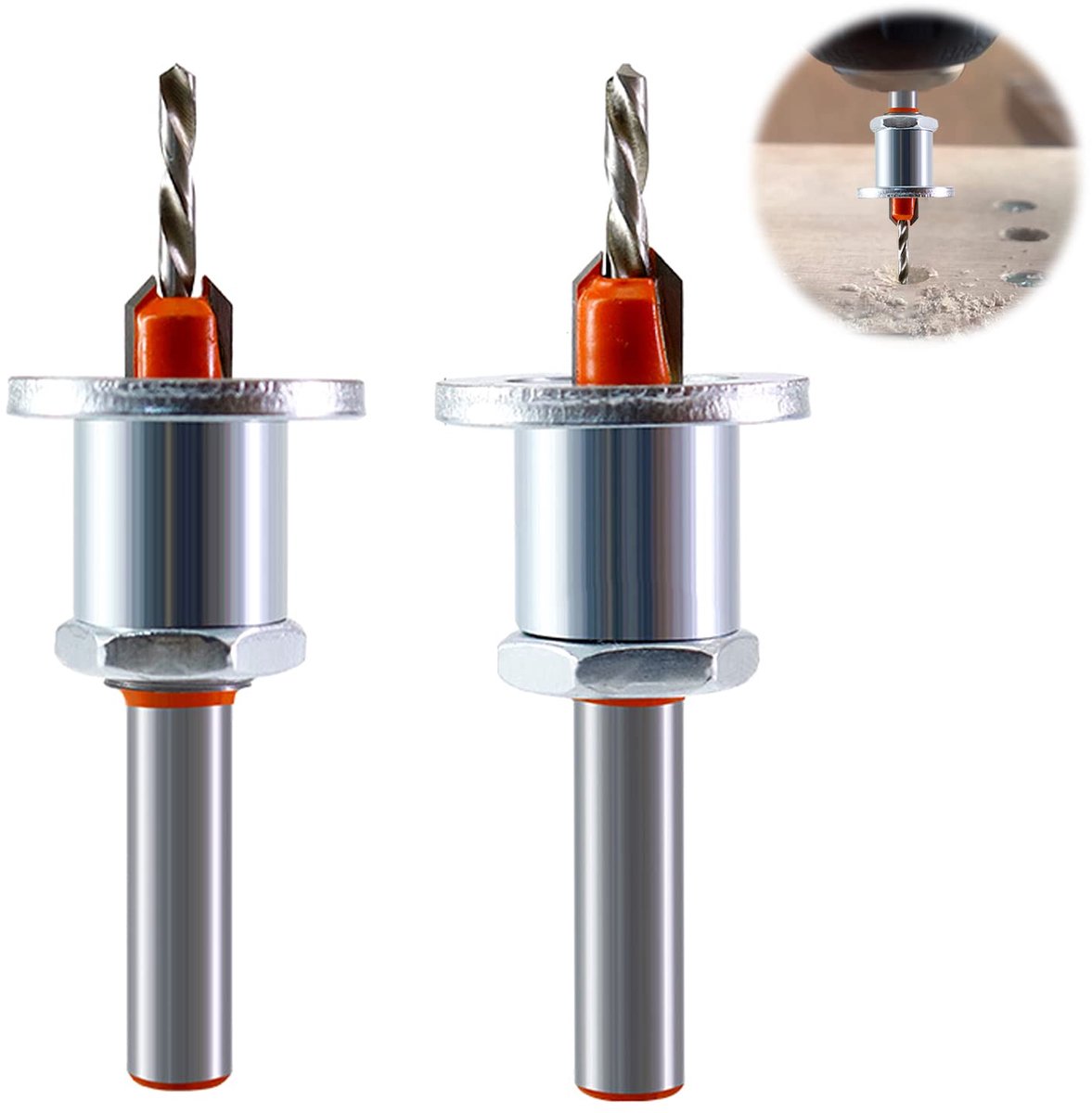 2 stuks diameter 8 mm metalen boorverzinkboor met diepteaanslag, boor voor metalen en hout, houtboor met verzinkfunctie