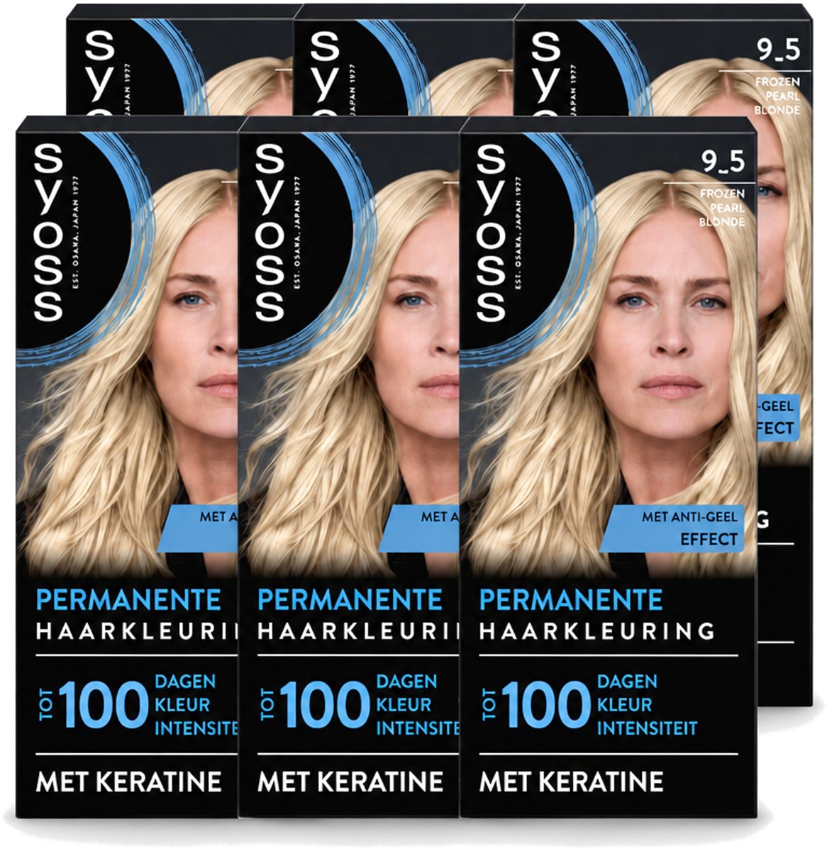 6 x SYOSS - Coloration 9-5 Frozen Pearl Blonde - Haarverf - Grijsdekking - Vermindert Haarbreuk - Voordeelverpakking - 6 stuks